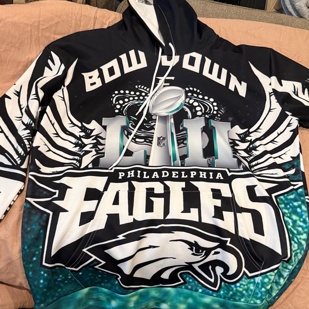 Philadelphia Eagles Super Bowl LII Hoodie - Black & Teal Graphic